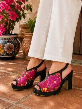 Mexican Embroidered shoes, as is!